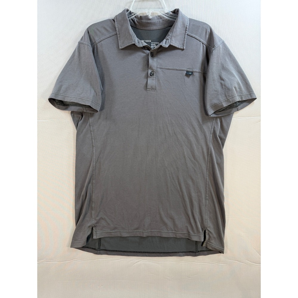 Arcteryx Mens Captive Polo Shirt Grey Relaxed Fit Short Sleeve Size Large